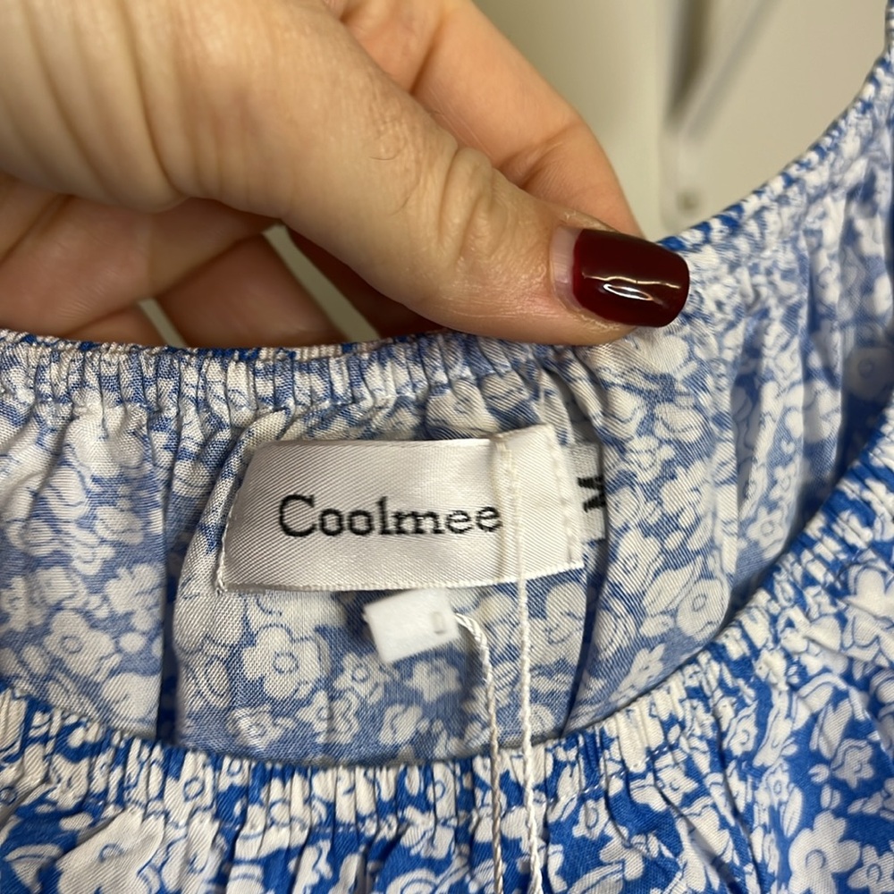 NWT Amazon Blue & White Floral Off The Shoulder Dress-‎ M - Picture 4 of 6